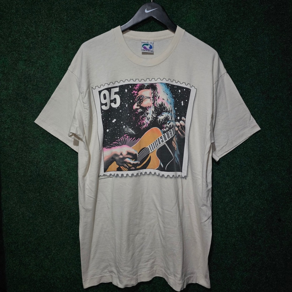 Vintage 90s Liquid Blue Jerry Garcia Grateful Dead band T-Shirt